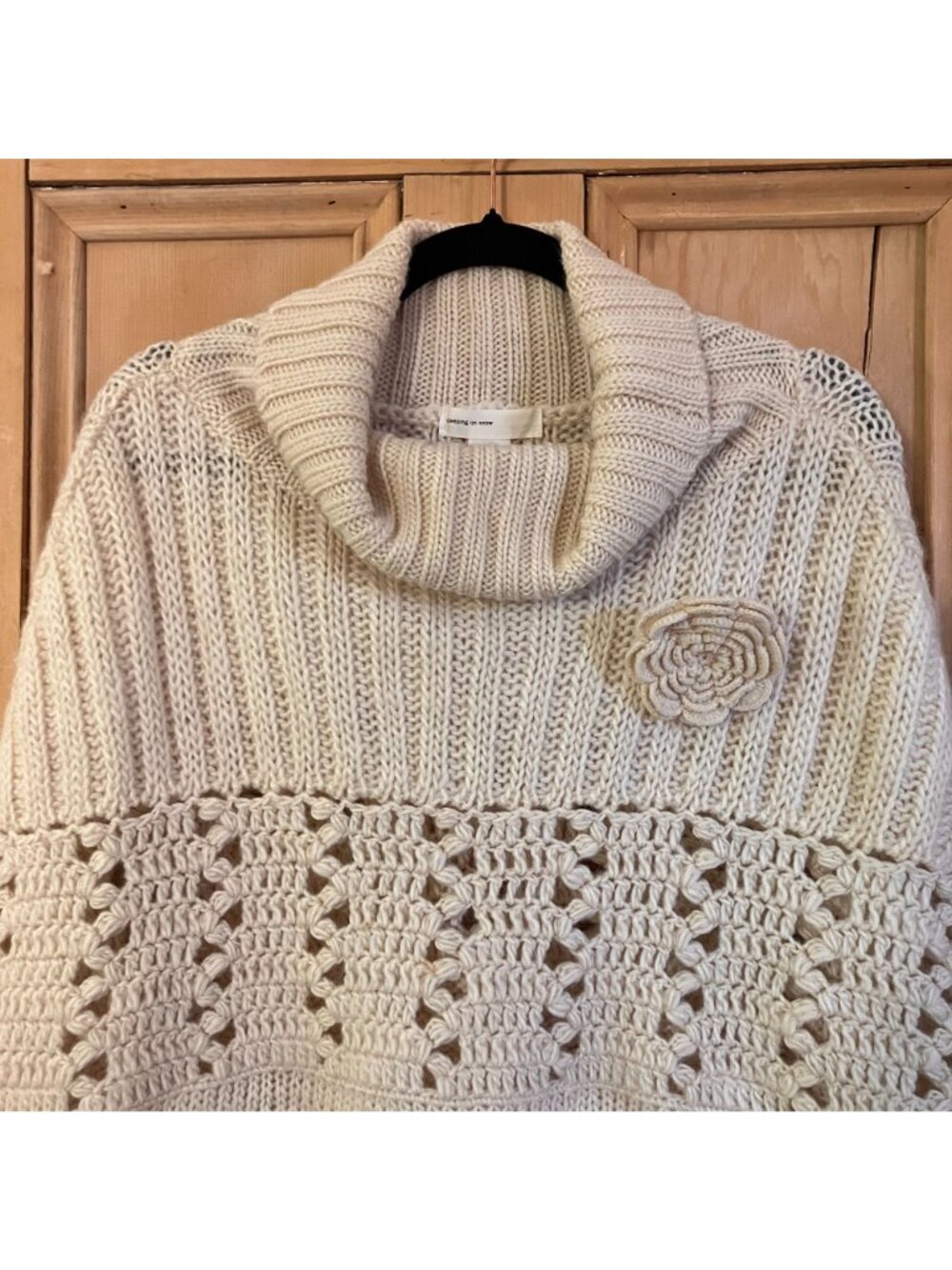 Anthropologie Womens Sleeping On Snow Wool Poncho Sweater Small OS Beige SP EXC - Picture 3 of 12